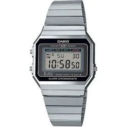 Chronograph CASIO VINTAGE, silber (silberfarben, schwarz), Armbanduhren, Damen, Quarzuhr, Armbanduhr,Damenuhr,Herrenuhr,Digitaluhr, Edelstahlarmband