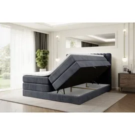 altdecor Boxspringbett SERENE KING - 160 x 200 - H3/H4 - Dunkelgrau
