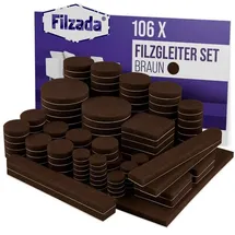 Filzada Filzada® Filzgleiter Selbstklebend Set 106 Stück (Eckig und Rund) - Braun - Profi Möbelgleiter Filz Mit Idealer Klebkraft