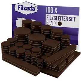 Filzada Filzada® Filzgleiter Selbstklebend Set 106 Stück (Eckig und Rund) - Braun - Profi Möbelgleiter Filz Mit Idealer Klebkraft