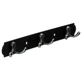 Hettich Garderobenhaken Edelstahl 3-reihig 3,8 x 28 cm Schwarz/Silber