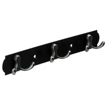 Hettich Garderobenhaken Edelstahl 3-reihig 3,8 x 28 cm Schwarz/Silber