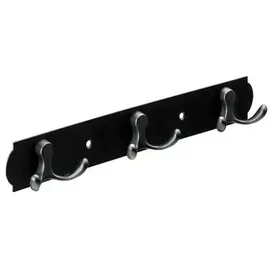 Hettich Garderobenhaken Edelstahl 3-reihig 3,8 x 28 cm Schwarz/Silber