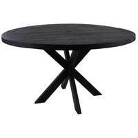 Natur24 Esstisch Melbourne Esstisch Tisch Rund Durchmesser 100cm Mangoholz Schwarz