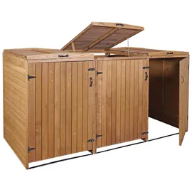 MCW XL 3er-/6er-Mülltonnenverkleidung MCW-H74, Mülltonnenbox, erweiterbar 126x238x98cm Holz MVG ~