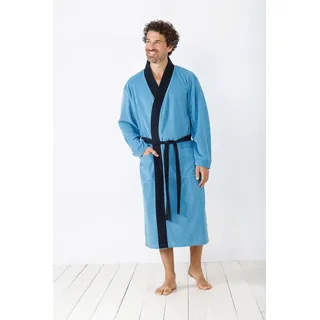 Hajo Bademantel Herren Kimono, Frottee blau 48