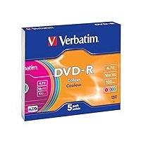 Verbatim 43557 4.7GB DVD-R 5 - DVD+RW (4,7 GB, DVD-R, 5X 120 min, Mehrfarbig, 16x)