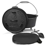 VOUNOT Dutch Oven Set 4,25 l Gusseisen schwarz