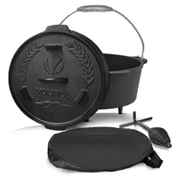 VOUNOT Dutch Oven Set 4,25 l Gusseisen schwarz