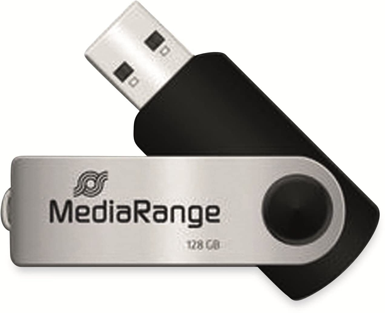 MediaRange USB 2.0 Speicherstick 128GB - Mini USB Flash-Laufwerk, bis zu 17 MB/s, Farbe Schwarz