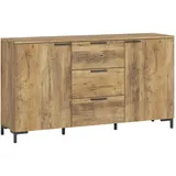 Livetastic Sideboard Weiß, Kastanienfarben - 150.4x83.5x40 cm