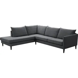Ecksofa "Rekvik L-Form", grau (anthrazit), B:258cm H:79cm, ATLANTIC HOME COLLECTION, Sofas, mit Wellenunterfederung, mit Massivholzfüßen