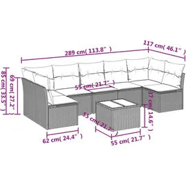 vidaXL Garten-Lounge-Set 8-tlg. grau