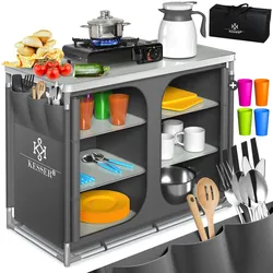 KESSER® Campingschrank, Campingküche mit Aluminiumgestell,  inkl.Tragetasche ,  Kocherschrank für Camping , Campingmöbel , Outdoor