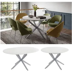 Vicco Esstisch Loyd Weiß Grau 120 x 76,5 cm ausziehbar