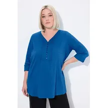 Ulla Popken Damen große Größen Übergrößen Plus Size Bubble-Tunika, Biesen, Herzausschnitt, 3/4-Arm Kobaltblau 62+ 797450760-62+ - 62-64