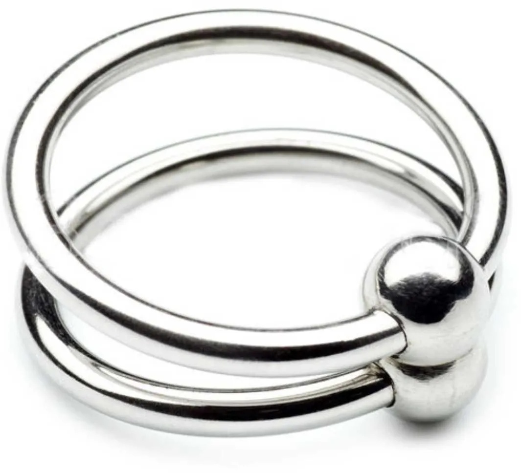 Metallischer Penisring mit Ring für die Hoden 1 St silber