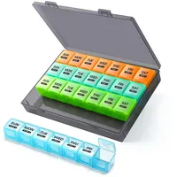 Tablettenbox Monat 28 Tage Pillendose, 4 Wochen Medikamentenbox 7 Tage 1 Fach, Reise Pillenbox Große Fächer, Monatlicher Tabletten Organizer für Vitamine, Fischöle, Medikamente