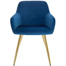 Woltu Esszimmerstuhl Samt Blau/Gold 4er Set