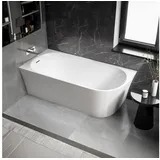 Bernstein Halb freistehende Raumsparbadewanne nora corner Acryl Weiß - 170 x 80 cm - Einbau Links