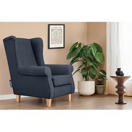 Konsimo Ohrensessel Miles Webstoff 82 x 105 x 97 cm Blau