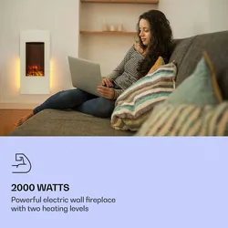 KlarsteinKlarstein Lamington Elektrokamin 2000 W LED-Flammen Heizlüfter Timer AmbientelichtWeißes Glas