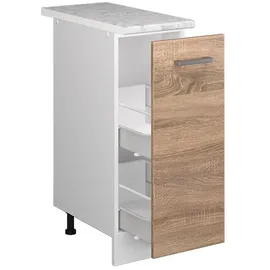 Vicco Apothekerschrank R-Line Medizinschrank für die Küche Sonoma/Weiß 30 cm AP Marmor
