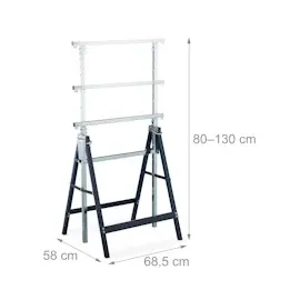 Relaxdays Gerüstbock, 2er Set, 7-fach höhenverstellbar, 200 kg belastbar, klappbar, Unterstellbock, Stahl, blau-silber