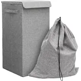 Dune Design 50L Wäschekorb mit Deckel und Wäschesack - 30x30x60 Wäschesammler Grau - Faltbar