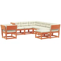 vidaXL 8tlg. Garten-Lounge-Set mit Kissen Wachsbraun Massivholz Kiefer