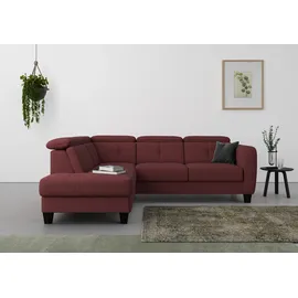 sit&more Ecksofa SIT & MORE "Belluci L-Form", lila (chianti), B:249cm H:85cm T:195cm, Sofas, Ecksofa, inklusive Federkern, wahlweise mit Bettfunktion und Bettkasten