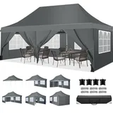 TOOLUCK Faltpavillon 3X6, Pavillon 3x6m Wasserdicht Stabil Winterfest, Faltbar Partyzelt mit 6 Seitenwänden & 4 Sandsack Pop up Gartenpavillon Anti-UV für Hochzeiten, Freien, Lichtblau