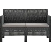 vidaXL 2-Sitzer Gartensofa mit Kissen Anthrazit PP Rattan