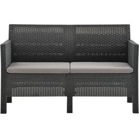 vidaXL 2-Sitzer Gartensofa mit Kissen Anthrazit PP Rattan