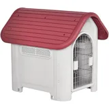 PawHut Hundehütte Outdoor, Hundehaus mit Dachluke, Tor, Unterschlupf für kleine Hunde, Kleintierstall, Luftzirkulation, wasserdicht, Rot Aosom