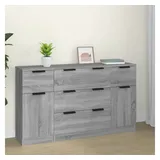 vidaXL 3-tlg. Sideboard-Set Grau Sonoma Holzwerkstoff