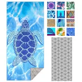 IGINOA Strandtuch XXL Microfaser Strandhandtücher Mikrofaser Badetuch Schildkröte 1Set Beach Towels 180x90 Schnelltrocknend Dünn Strandtücher Groß Leicht Badehandtuch Strand Microfasertuch