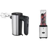 WMF Kult X Edition Handrührer, Quirl mit 5 Geschwindigkeitsstufen, Turbofunktion, Handmixer 400 W, schwarz & Kult X Mix & Go Mini Smoothie Maker, Standmixer, Blender elektrisch, Shake Mixer 300 Watt