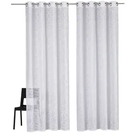 OTTO home Gardine OTTO HOME "Tanaro" Gr. 2, weiß, B:140cm H:175cm, Voile, Polyester, Gardinen, Gardine, 2-er Set, mit Schlingen-Motiv bedruckt, Polyester
