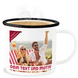 Emaille Becher Blechbecher - Bild - Eigenem Foto Geschenk - 300 ml - Weiß Schwarz - bedrucken fototasse selbst drucken bedruckt tasse foto-becher selber gestalten tassen fotobecher personalisiertes