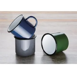 Gastronoble Olympia emaillierte Tassen - grau/schwarz - 35cl - 12 Tassen