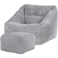 I.C.O.N. icon Sitzsack Sessel mit Hocker für Erwachsene, Grau,