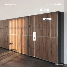 Jan Nowak Spindschrank Bartek B x T) (Anthrazit-Holzoptik)