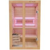 Dewello Tofino 120x140 Kabine aus Hemlock Tannenholz mit 3,5 kW Ofen für 2 Personen