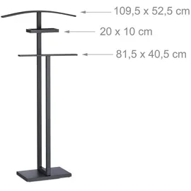 Relaxdays Stummer Diener, Herrendiener, Kleiderbutler, mit Kleiderbügel und Hosenstange, HxBxT 112x52,5x20 cm, schwarz