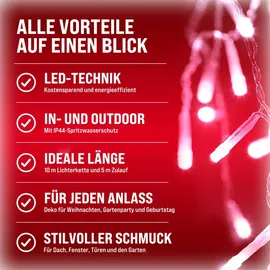 monzana Lichtervorhang LED 10 m Kaltweiß