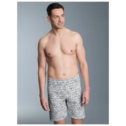 Bermudas TRIGEMA "TRIGEMA Bermuda Shorts mit freundlichem Smiley-Motiv", Herren, Gr. XL, US-Größen, weiß, 100% Baumwolle, Basic, Hosen