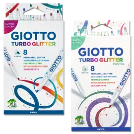 Giotto Turbo Glitter 8 Fasermaler in Pastellfarben