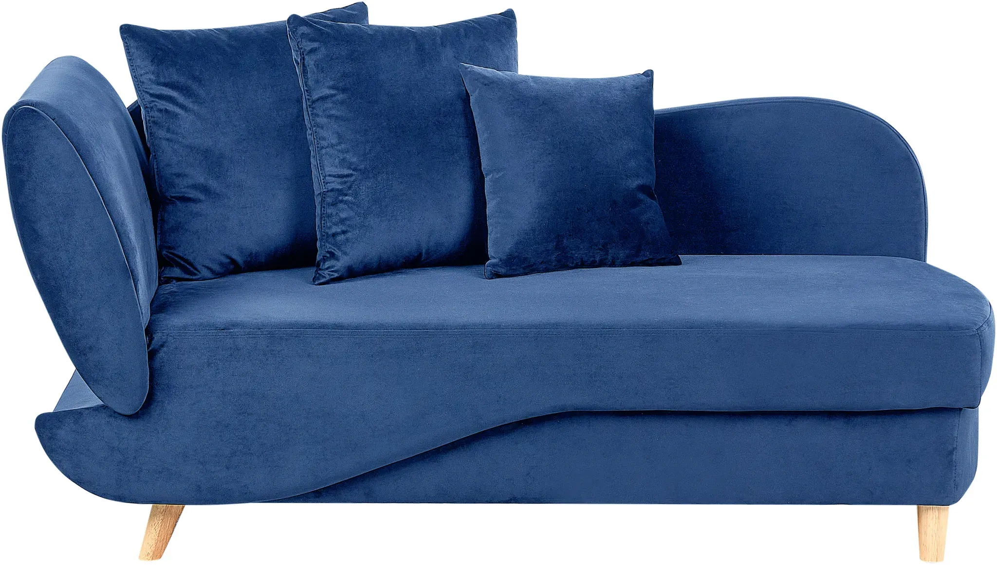 Chaiselongue Samtstoff marineblau mit Bettkasten linksseitig MERI II