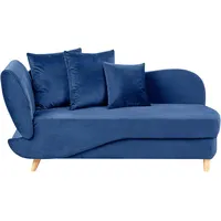 Chaiselongue Samtstoff marineblau mit Bettkasten linksseitig MERI II